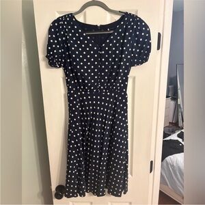 J.Crew Navy Polka Dot Fit & Flare Dress | Size 0 | Dry Cleaned